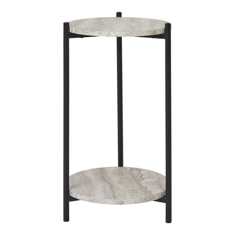 Leuven hj&oslash;rnebord &Oslash;27cm travertin look med sort stel