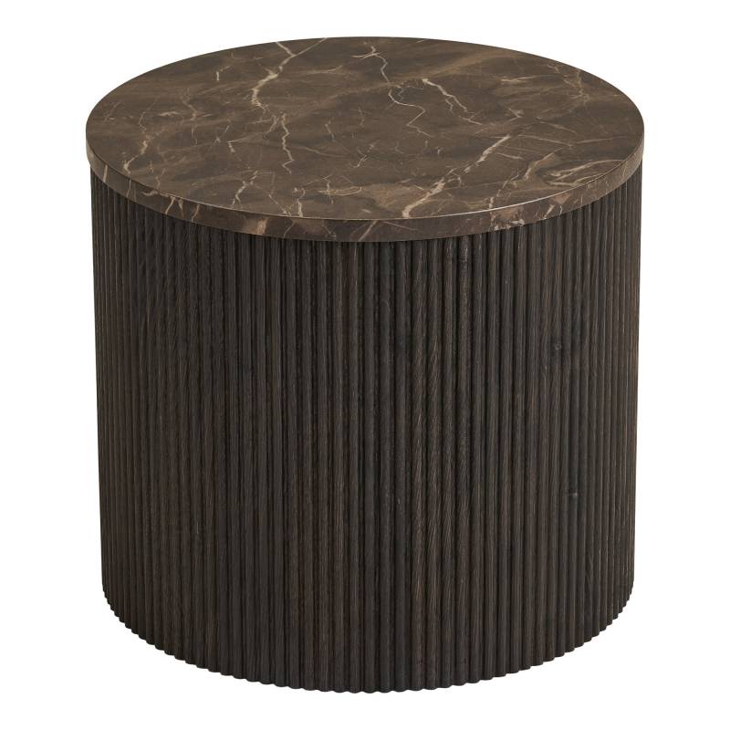 Rota hj&oslash;rnebord &Oslash;45cm MDF i m&oslash;rkebrun marmor look