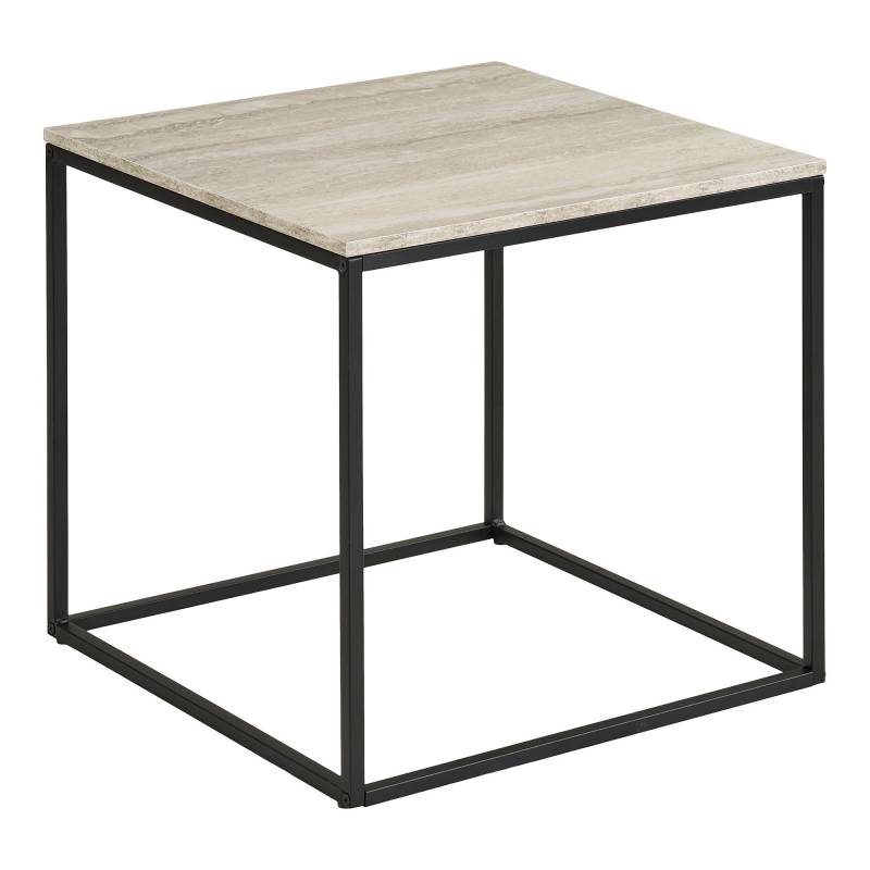 Vita hj&oslash;rnebord 45x445cm med travertin look og sort stel