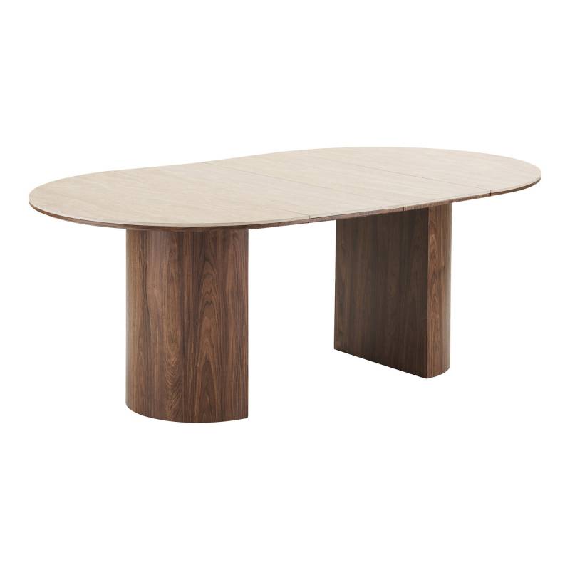 Delphi spisebord 120-200x120cm med travertin keramik bordplade