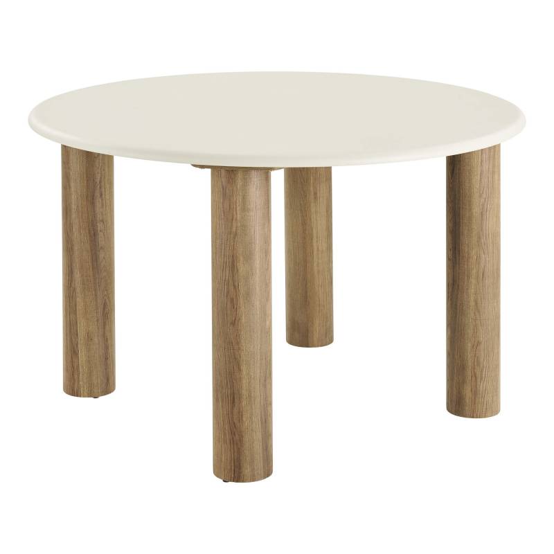 Fondi rundt spisebord &Oslash;120cm med cement look sand og brun