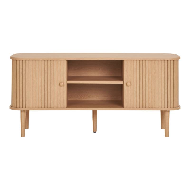 Nikko TV-b&aelig;nk med skydel&aring;ger og hylde 113x40cm i fyrretr&aelig;