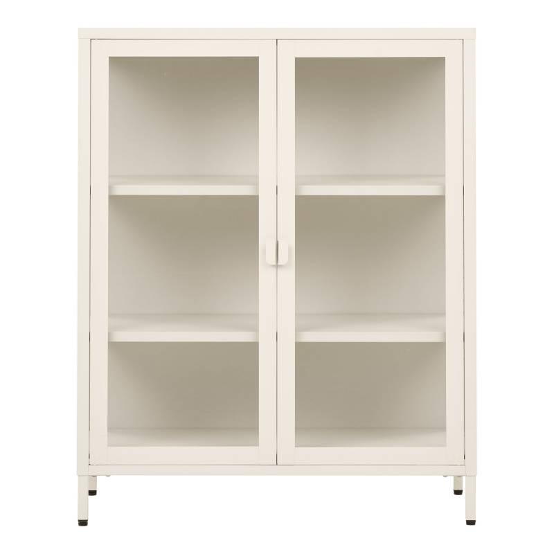 Brisbane vitrineskab i st&aring;l 80x101x40cm off white