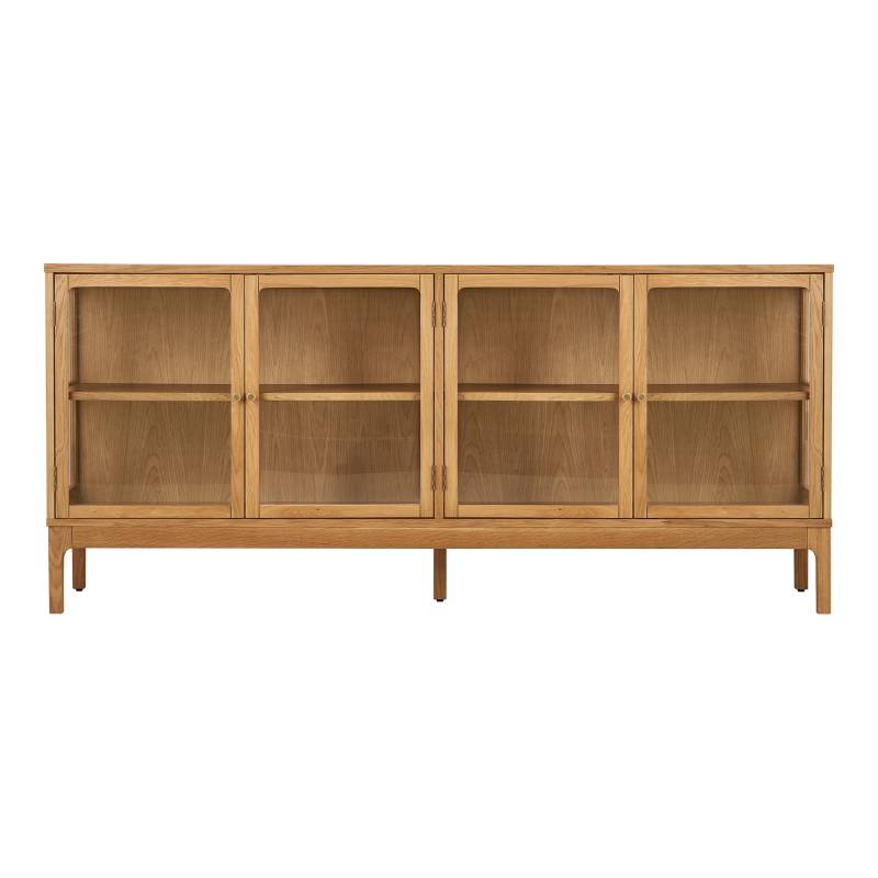 Zamora sk&aelig;nk med 4 glasl&aring;ger og hylde 180x40cm eg