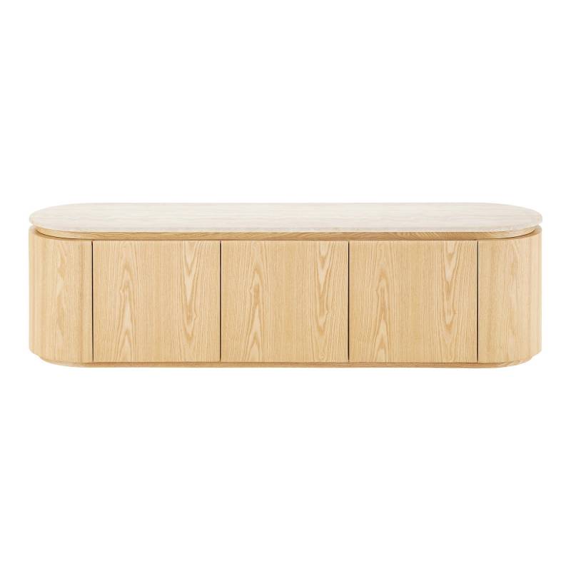 Larvik TV-b&aelig;nk 160x40x45cm med 3 l&aring;ger granit og ask finer