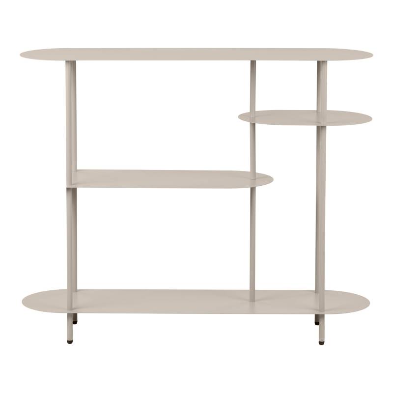 Rieti reol med 4 asymmetriske hylder i sandfarvet metal