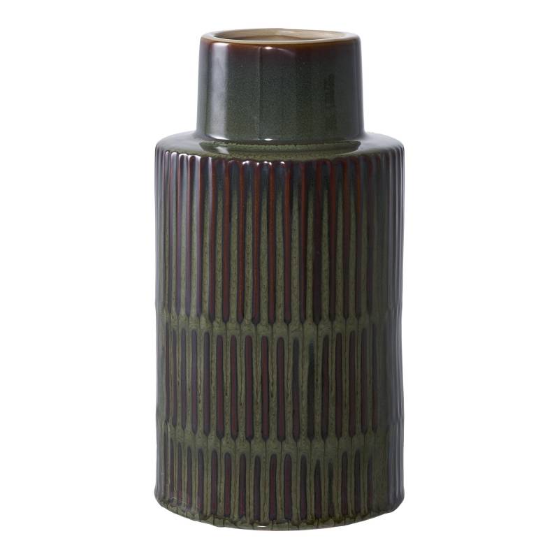 House Nordic vase i keramik cylinderformet &Oslash;16x30cm gr&oslash;n og brun