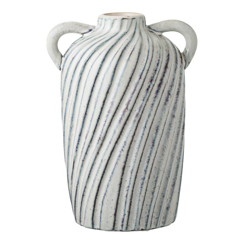 Vase i keramik &Oslash;15,5x22cm hvid og bl&aring;