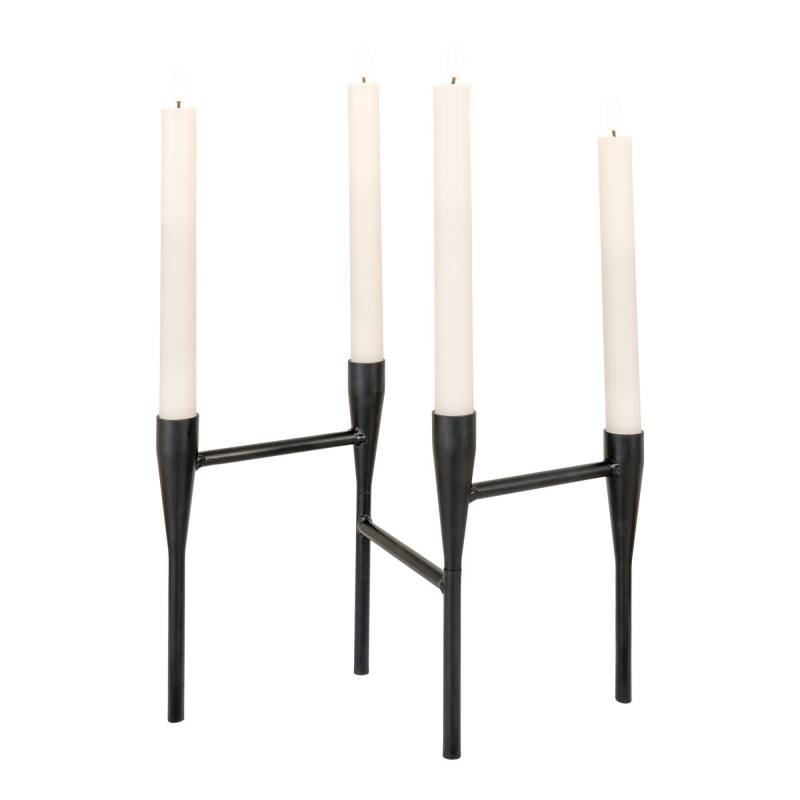 House Nordic lysestage 15x28x21cm til 4 lys i sort metal