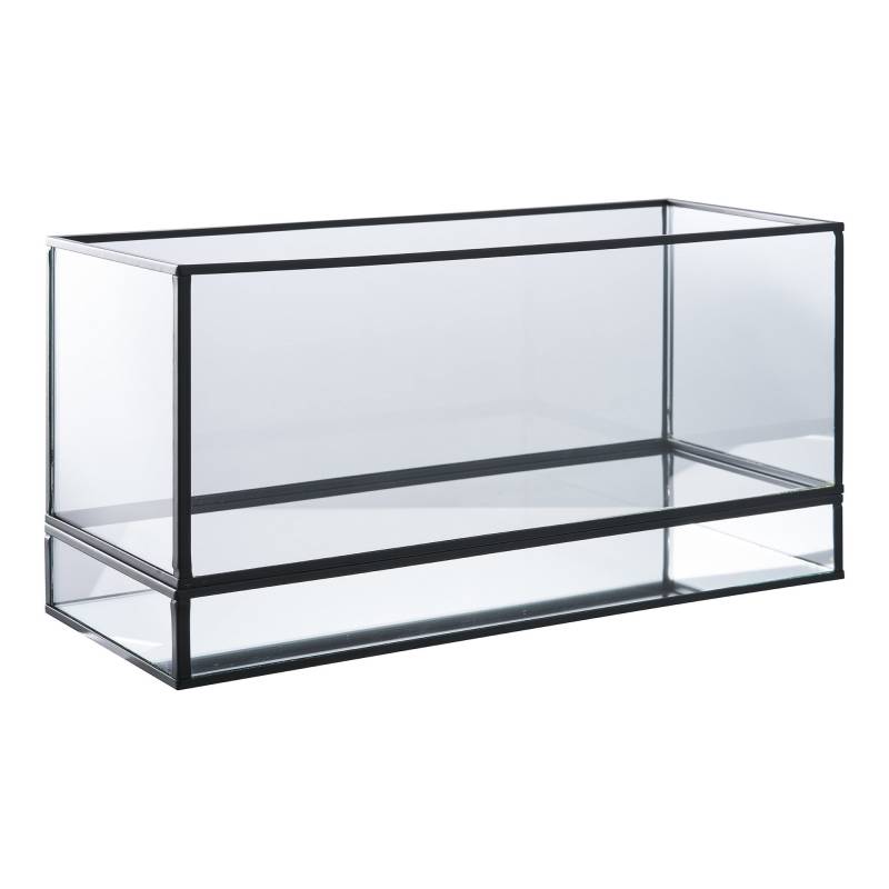 Hurricane lysestage 30x12x15cm i glas og sort metal