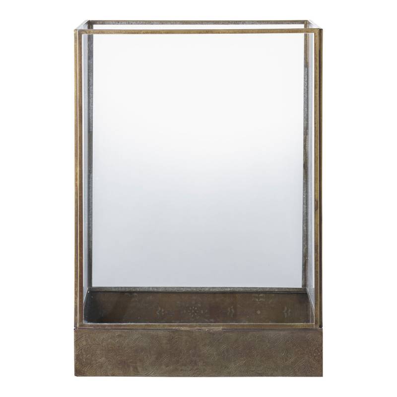 Manali lanterne i metal og glas 36,5x25cm antik messing look