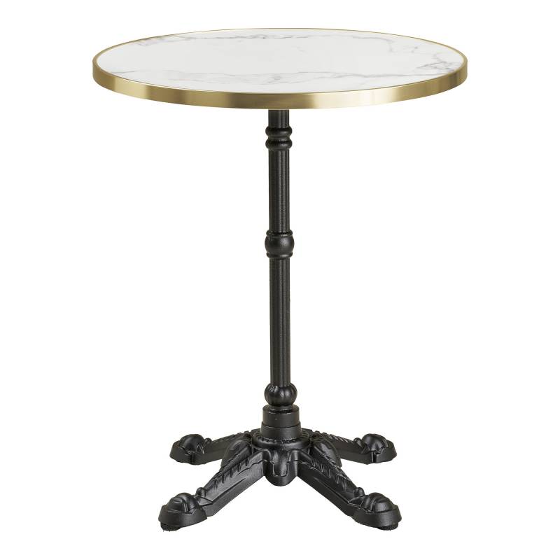 Caf&eacute;bord &Oslash;60cm med hvid marmorlook bordplade og sort st&oslash;bejern