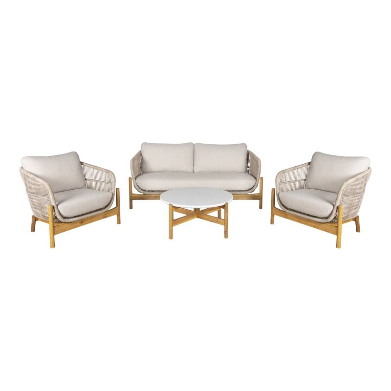 Terracina Lounges&aelig;t med sofa, 2 stole, bord og hynder beige