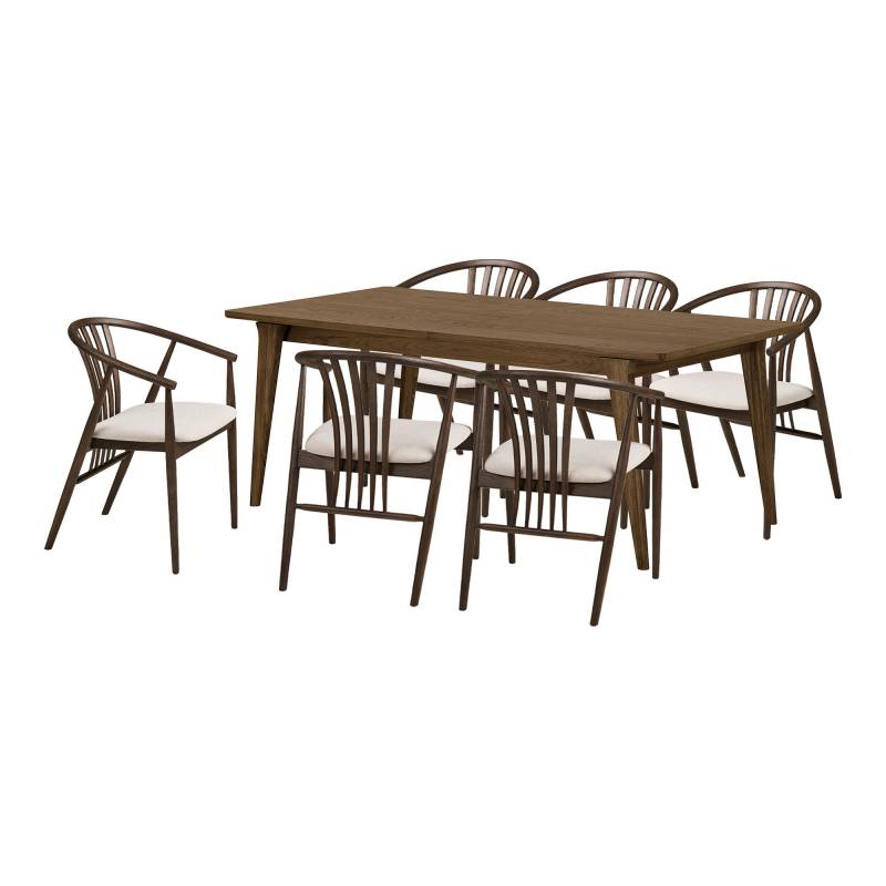Darwin spisebord 240-290-340x100cm egefiner med 6 spisebordsstol