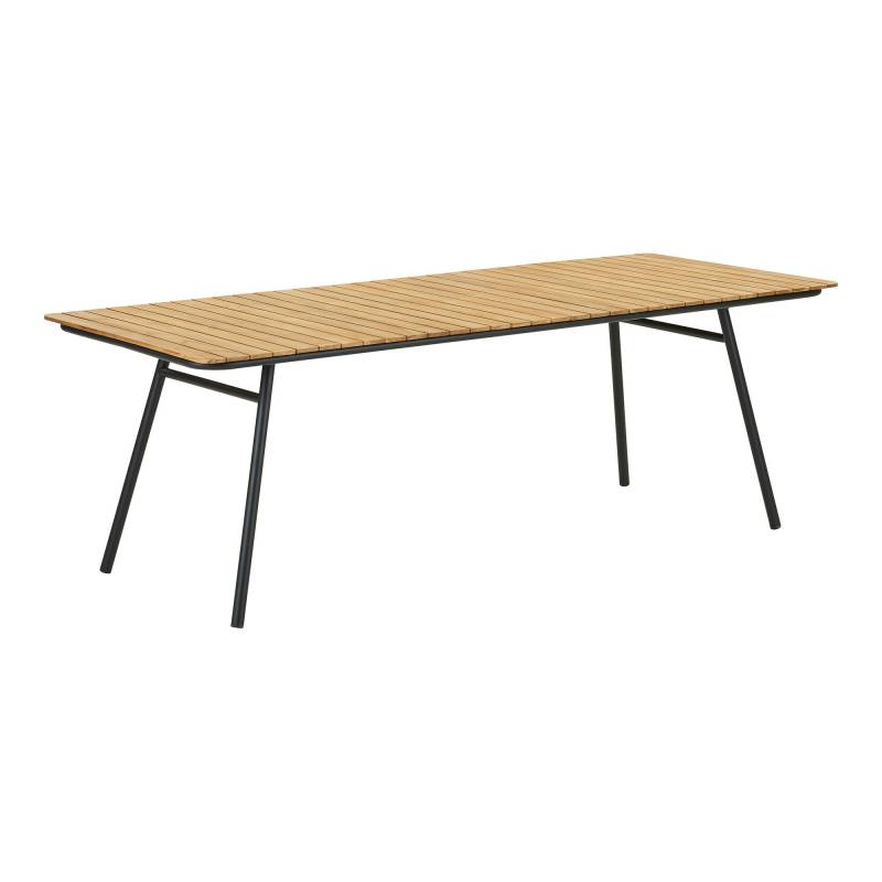 Cleveland havebord 220x90cm med teak bordplade og sorte ben