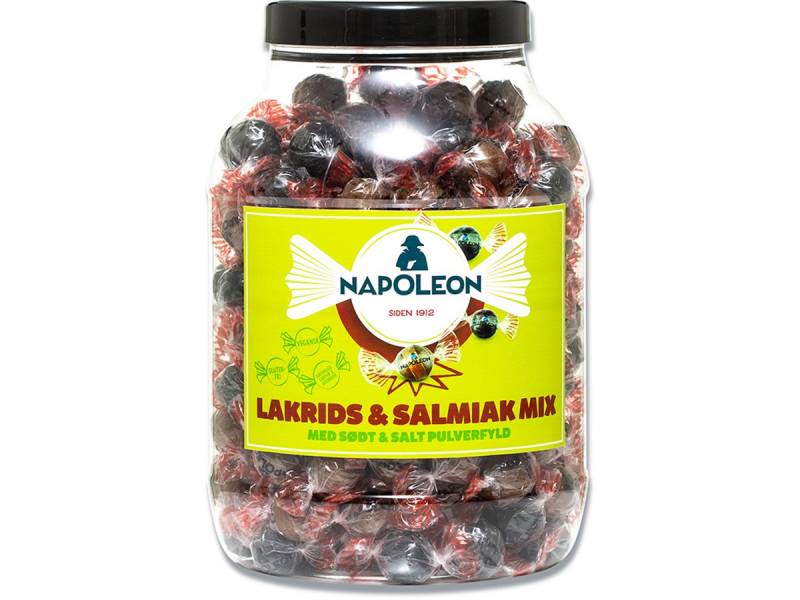 Napoleon Lakrids & Salmiak Mix bolcher med pulverfyld 1,3kg