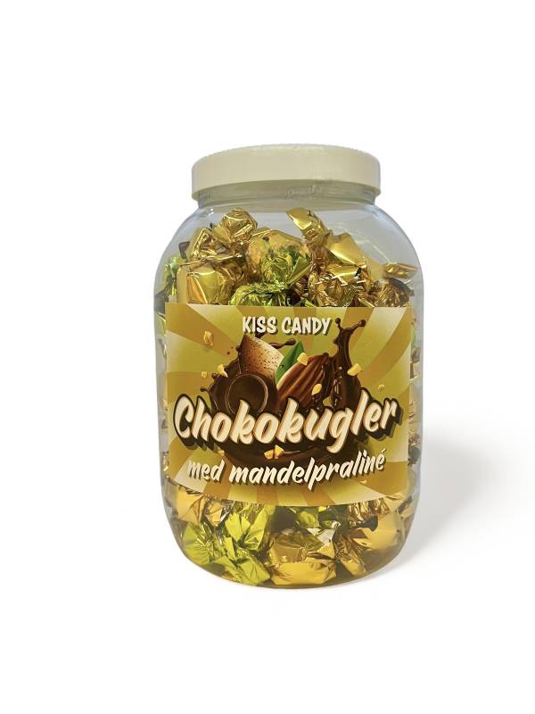 Kiss Candy Choko-kugler Mandelpraline, 1,0kg bøtte