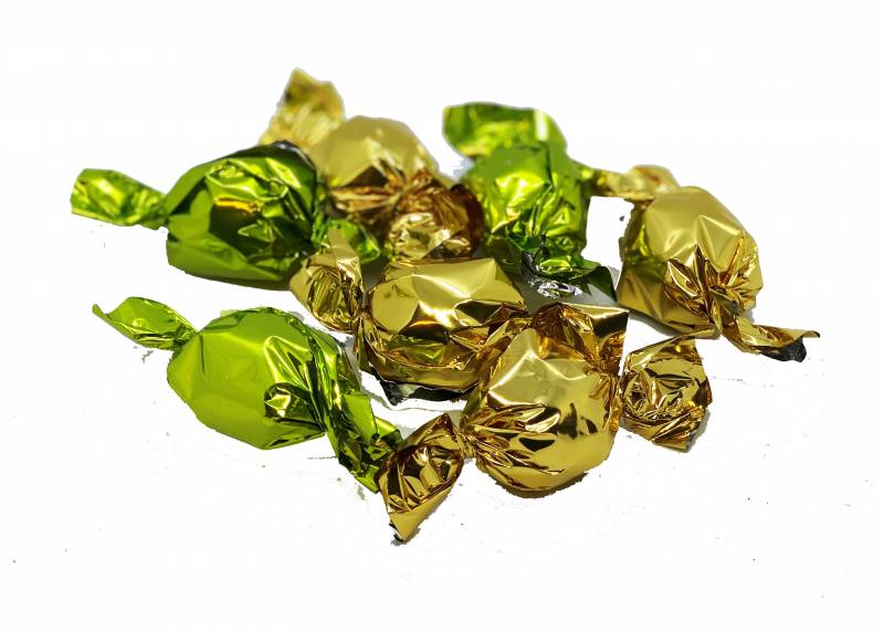 Kiss Candy Chokoladekugler grøn/guld, mandel 1kg