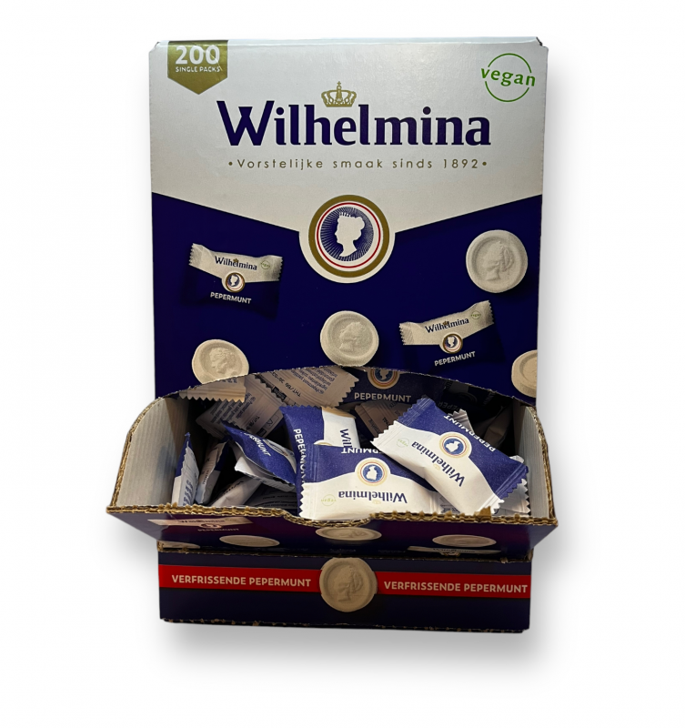 Wilhelmina Mints display vegansk med mintsmag 950g.