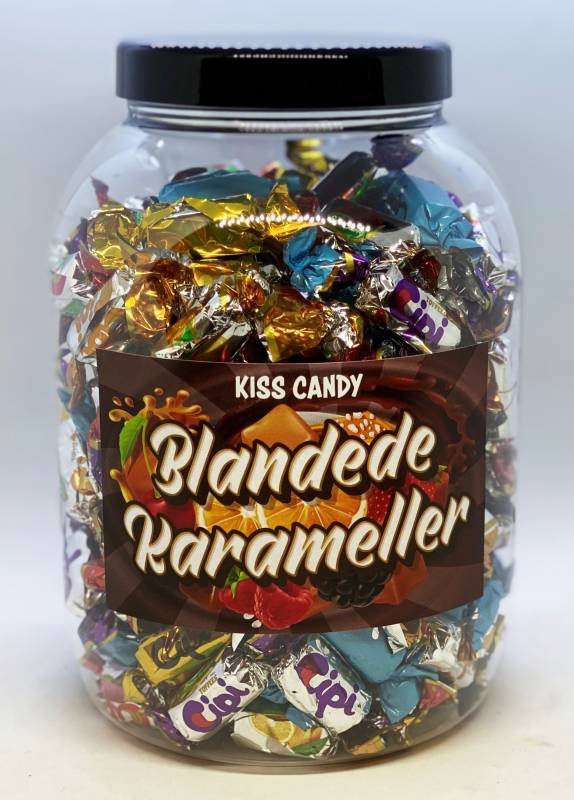 Kiss Candy blandede karameller i bøtte med  1,2kg