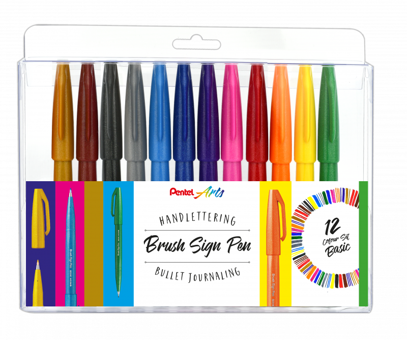 Pentel SES15-12 Brush Sign fiberpen sæt
