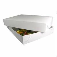 Smørrebrødsæske 44,5x32x6,5cm i kraftig pap 510g hvid