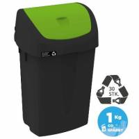 Nordic recycle affaldsbeholder med vippelåg 25 liter sort og grøn