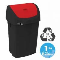 Nordic recycle affaldsbeholder med vippelåg 25 liter sort og rødt