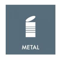 Piktogram 12x12cm selvkl&aelig;bende folie med tekst METAL