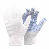 BlueStar Basic Dot handske strikket  Str M Bomuld/PVC Dot Hvid/Blå