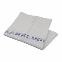 Karklud Vaffelv&aelig;vet 40x40cm &Ouml;ko-tex med Teksten "Karklud" Hvid/Bl&aring; Bleget