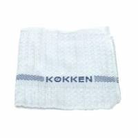 Karklud Vaffelv&aelig;vet 40x40cm &Ouml;ko-tex med Teksten "K&oslash;kken" Hvid/Bl&aring; Bleget