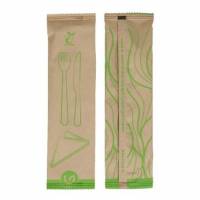 Verive bestikpose 3/1 med voksbehandlet træ kniv/gaffel/papirserviet