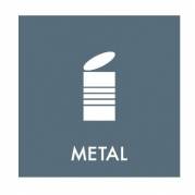 Piktogram 12x12cm selvkl&aelig;bende folie med tekst METAL
