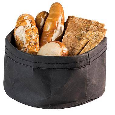 Brødpose rund Ø20x13 cm læderlook sort