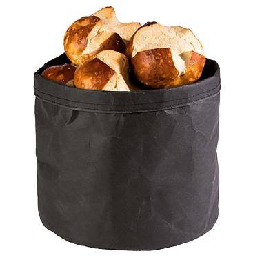 Brødpose rund Ø24x24 cm læderlook sort