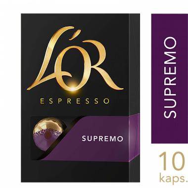 L'OR Lungo Supremo kaffekapsel styrke 10, 10 kapsler