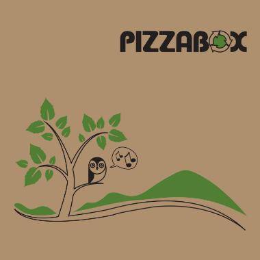 Pizzaæske med tryk Pizzabox 32x32x3cm brun