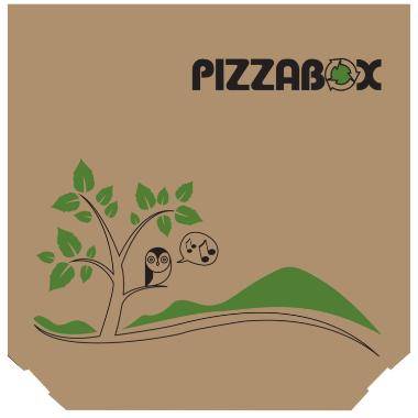 Pizzaæske med tryk Pizzabox Treviso 29x29x3cm brun