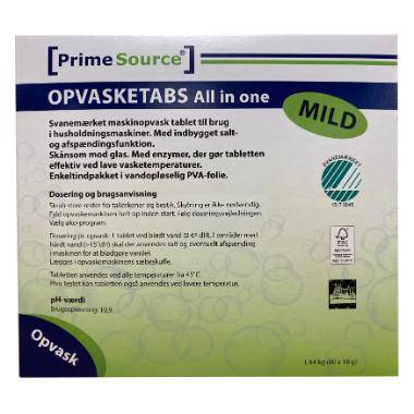 Prime Source Mild opvasketabs All-In-One Svanemærket 80 stk