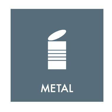 Piktogram 12x12cm selvkl&aelig;bende folie med tekst METAL
