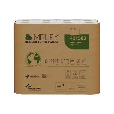 Papernet Toiletpapir Simplify 3-lag &Oslash;11.7cm L27.5mxB9.60cm Nyfiber Hvid