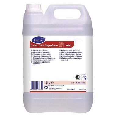 Skumreng&oslash;ring Sani Degrafoam W8d Alkalisk uden Farve/Parfume 5 ltr