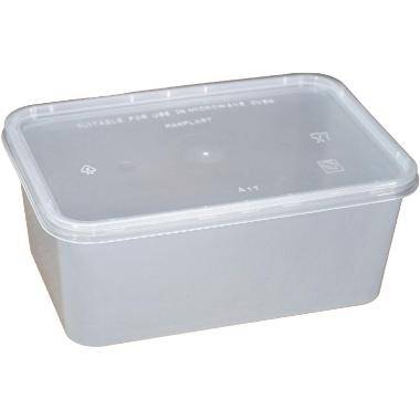 Plastbakke med l&aring;g til microovn  120x175x70mm 1000ml klar