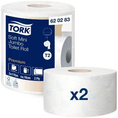 Toiletpapir Tork Premium Jumbo Mini T2 2-lag 170 m