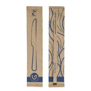 Verive kniv i voksbehandlet træ enkeltpakket i papir, 100 stk