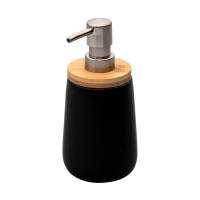 Estia sæbedispenser 360ml i mat sort keramik og bambus