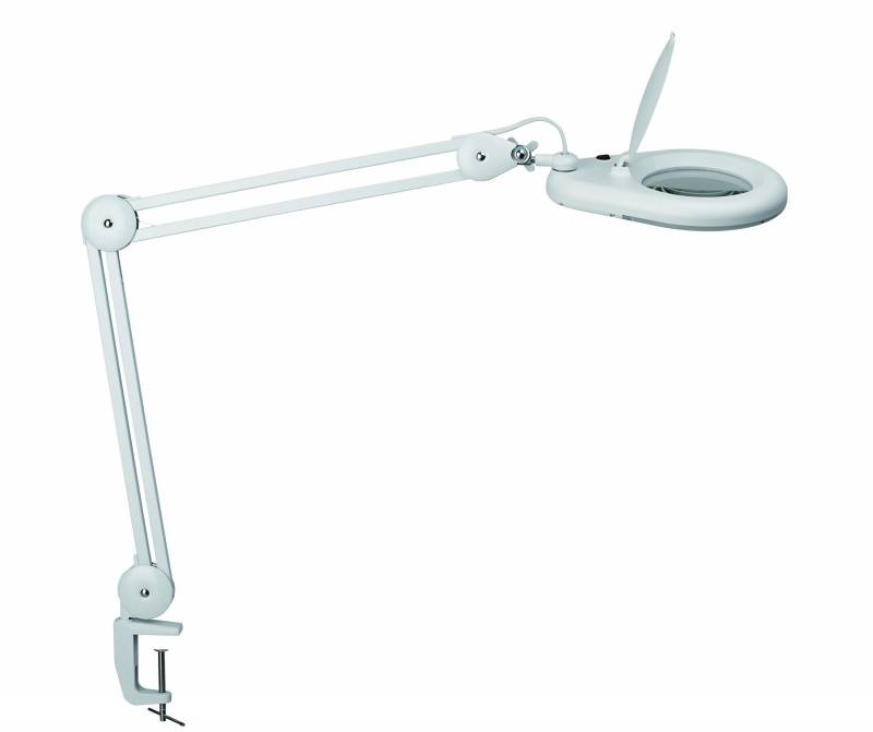 MAULviso LED luplampe med bordklemme hvid
