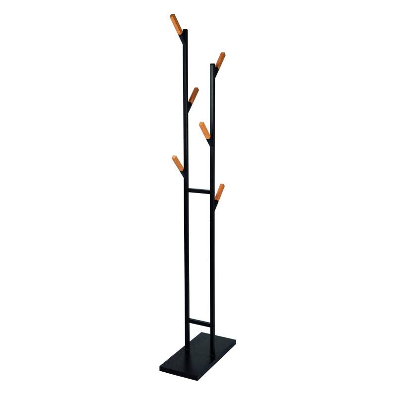 MAULrima stumtjener med 6 bambus knager 183cm sort st&aring;l