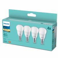 Philips LED 40W P45 E14 WW FR ND p&aelig;re, 4 stk pakning